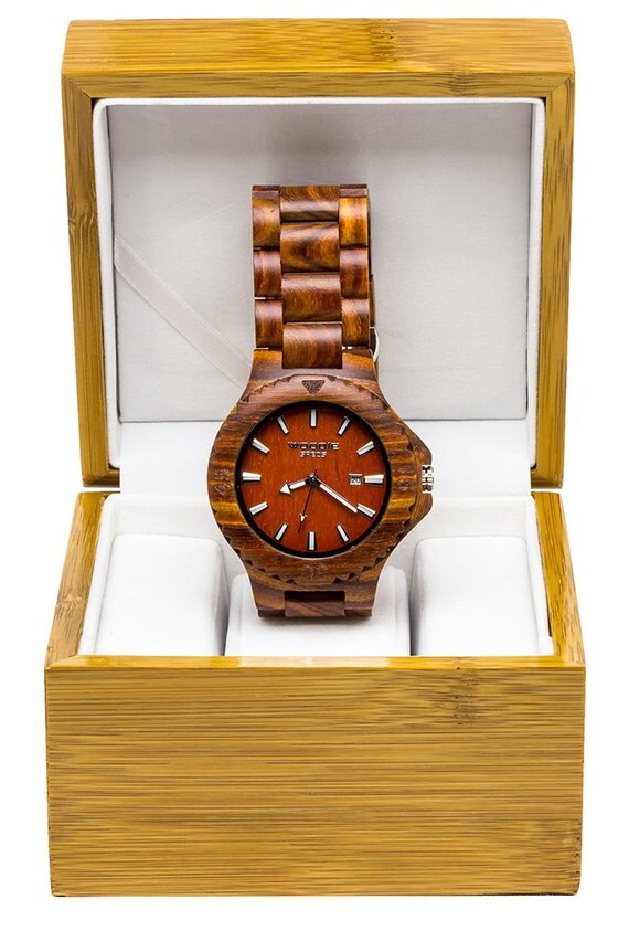 Handcrafted Mens Wood Watch Made From 100 Natural Red 9649