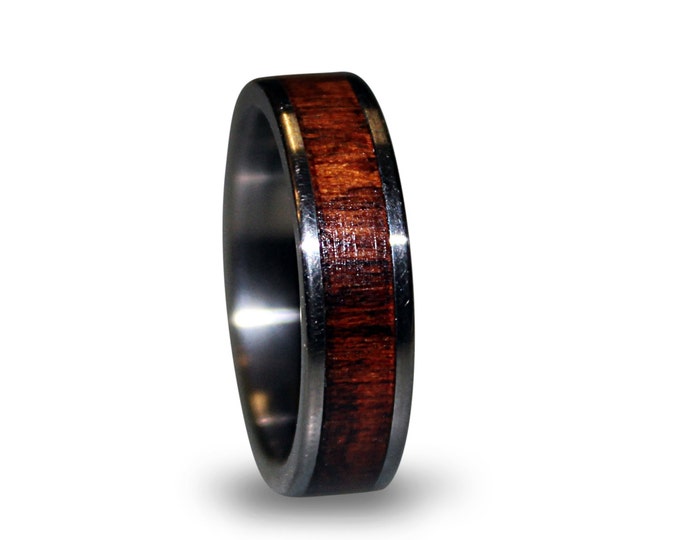 Titanium Ring With Snakewood Inlay, Wood Ring, Titanium Wedding Band, Mens Band