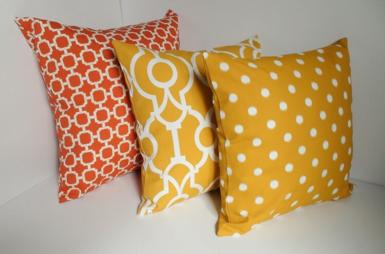 Outdoor pillows 18x18 Yellow outdoor pillow cover by PillowCorner