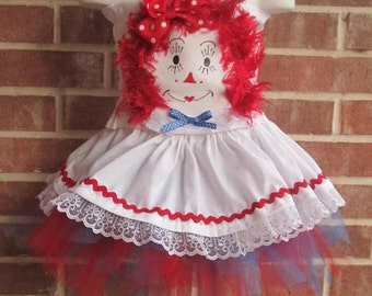 Boutique custom handmade pageant girls Raggedy Ann Costume, Raggedy Ann tutu set, Raggedy Ann