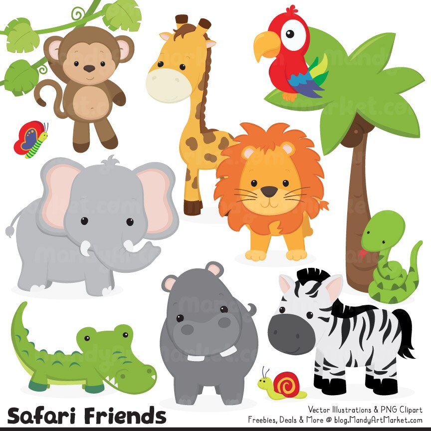 Cute Jungle Animal Clipart Cute Safari Clipart Jungle