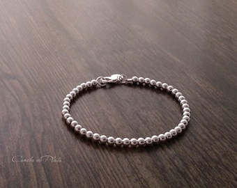 Sterling Silver Bead Bracelet, 4 mm. Sterling Ball Bracelet, Everyday Wear, Casual Bracelet. Stackable bracelet
