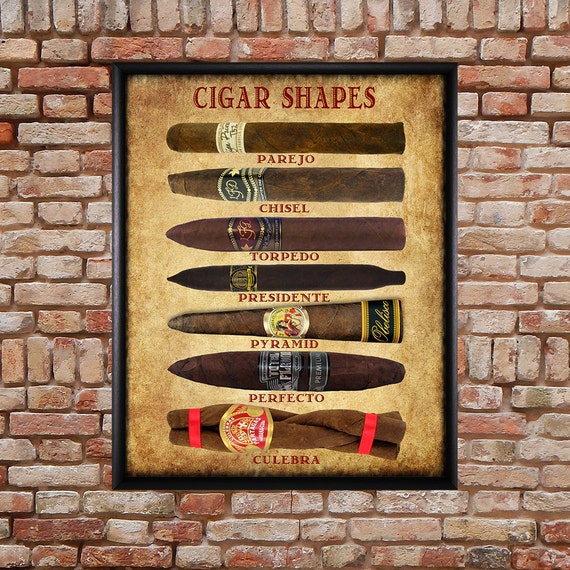 Cigar Shapes Chart Cigar Poster Tobacco Print Man Cave