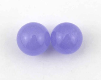 10mm Round purple Jade Beads,Half Drilled Pair For Earrings or Rings 1 Pair Beads ER-105