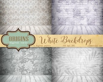 White Digital Backdrop digital photo backgrounds, digital scrapbook paper wedding distressed wood texture digital photography backdrop