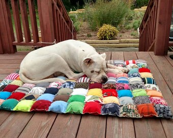 Made to Order SUPER EXTRA LARGE Dog Bed, Big Puppy Pillow, Washable Pet Bed, Dog Crate Mat, People Pallet, Big Dog Pillow, Puffy Blanket