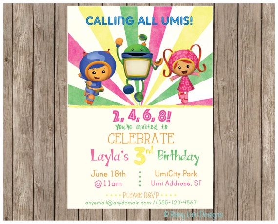 Team Umizoomi Printable Birthday Party Invitation Invite: