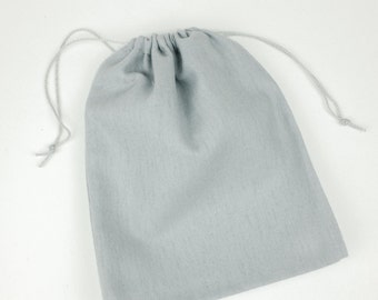 20 x HIGH QUALITY Cotton Flannel Drawstring Bags / Pouches - Grey - Made in Italy - 16cm x 20cm