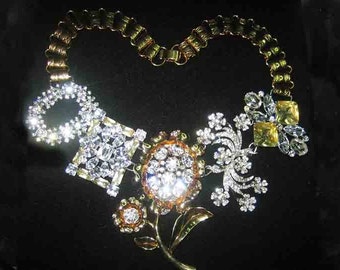 Vintage Huge Rhinestone Bookchain Necklace AWESOME