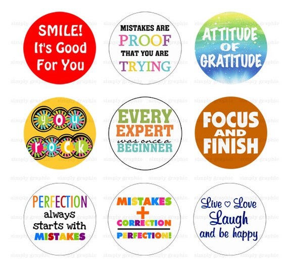 Inspirational Sayings 1 inch Circle by SimplyGraphicStore on Etsy