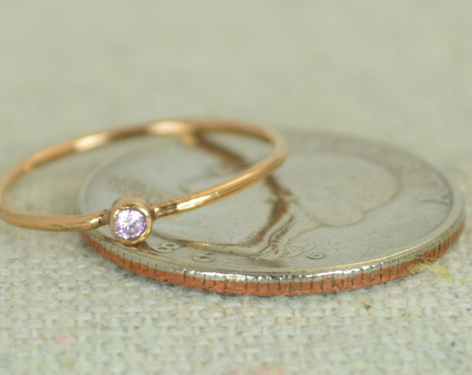 Tiny Rose Gold Filled Pink Tourmaline Ring, Rose Gold Tourmaline Ring, Pink Tourmaline Stacking Ring, Pink Mother Ring, October Birthstone
