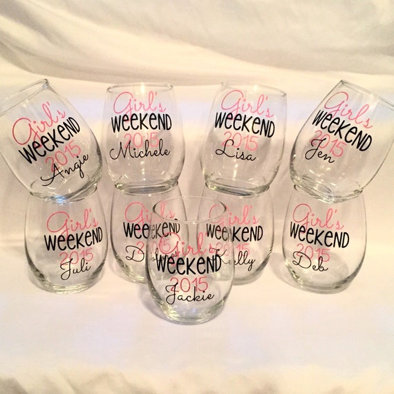 Personalized Girl's Weekend Party Gift Stemless by VinylAvenue