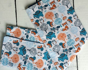 Woodland Baby Blanket, Forest Animal Baby Blanket, Baby Bedding, Blue and Orange Baby Blanket, Baby Boy Blanket, Baby Gift