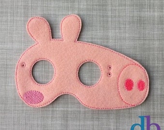 Pig Felt Embroidered Mask - Peppa the Pig Mask - Kid & Adult - Creative Play - Halloween Costume