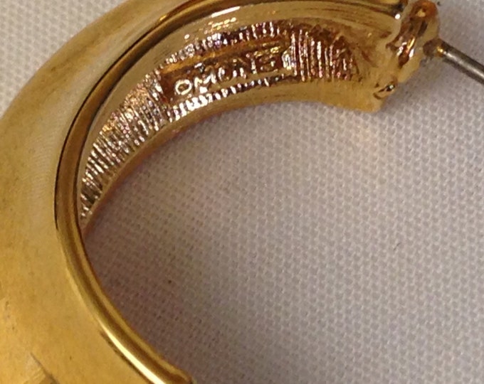 Storewide 25% Off SALE Vintage Gold Tone Monet Designer Signed Pierced Earrings Featuring Elegant Cream Enamel Accented Design