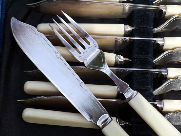 Vintage Fish Knives and Forks Set 1930s