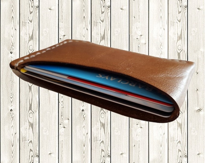Mens Tan leather wallet card wallet Business card holder Minimalist card wallet Credit card wallet Slim card wallet Mens wallet