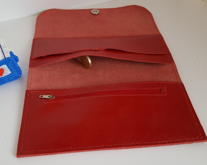 Womens leather wallet Handmade womens wallet Minimalist ladies purse Slim wallet womens Birthday gift Wedding gift Long wallet