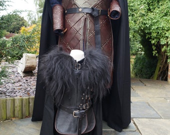 Toddlers, Brown leather trimmed, Jon Snow, Game of Thrones 100% Real Leather & Sheep Skin costume. Maximum height for this costume is 35"