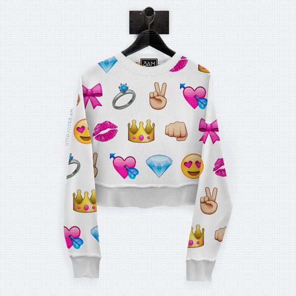Cropped Emoji Sweatshirt All Over Print Sweaters by i3am on Etsy