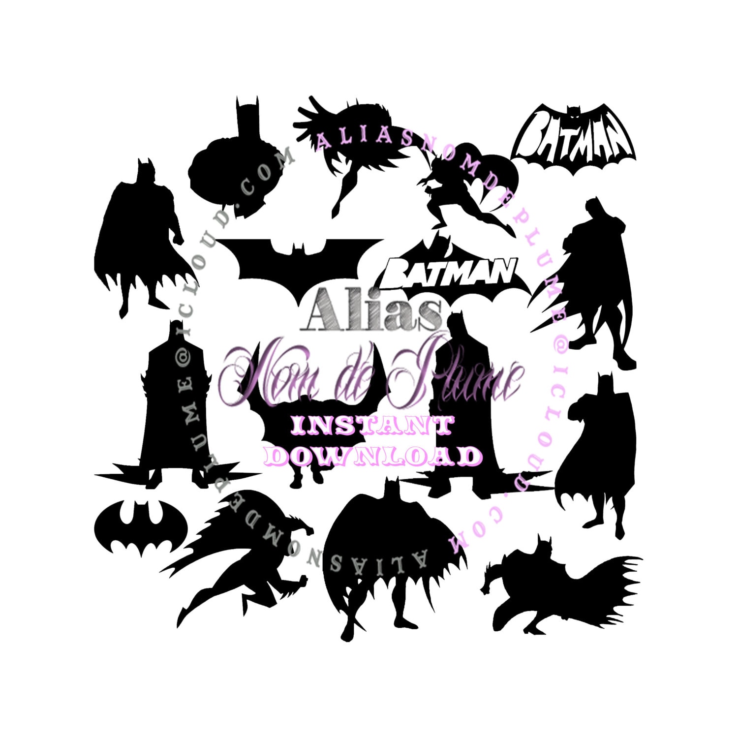 Download Batman Inspired Silhouette Set SVG PDF Cutting Files for