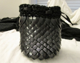 Large Dragon Scale Dice Bag/ Knitted Scalemaille/ Scalemaille Dice Pouch