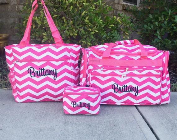 Monogrammed DUFFLE Bag Personalized Overnight Bags Pink