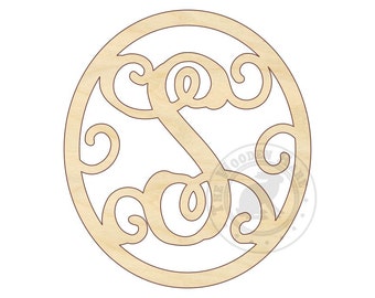 Oval Monogram - Oval Wreath - 18"-24"- Door Hanger Letter - Large Wood Monogram Letter - Wooden Letter - 210150