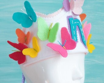 Butterfly Birthday Crown, Butterfly Crown, Rainbow Crown, Butterfly Birthday Banner, Rainbow Birthday, 1st Birthday Butterfly Crown, Rainbow
