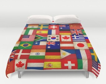 Flags Of The World Duvet Cover | distressed bedding etsy Flags Of The World Duvet Cover | distressed bedding etsy