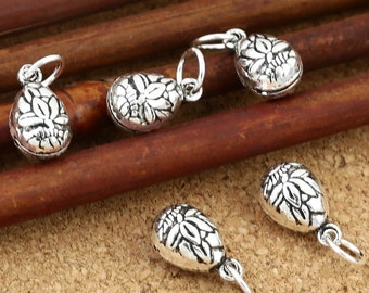 5 Sterling Silver Lotus Bell Charm, Sterling Lotus Bell Charm, Sterling Lotus Bell Pendant, 925 Silver Lotus Bell, Jingle Bell Charm - E369