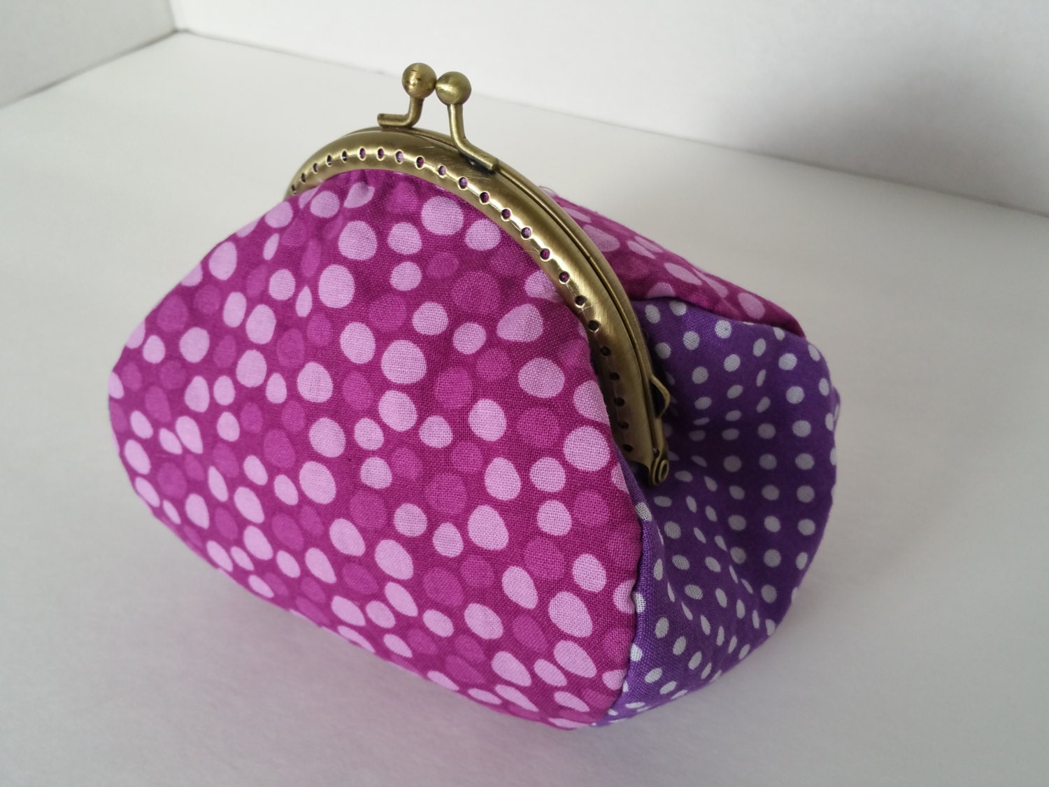 Purple Polka Dot Coin Purse Polka Dot Kiss Clasp Coin Purse