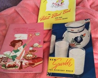 Collection of 3 vintage cookbook pamphlets dairy recipes one is from 1937