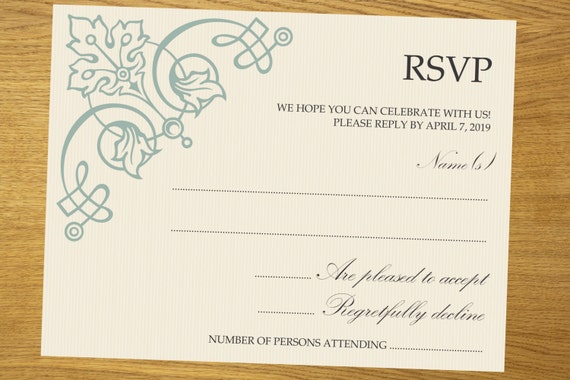 RSVP template Printable RSVP diy RSVP template R.S.V.P.