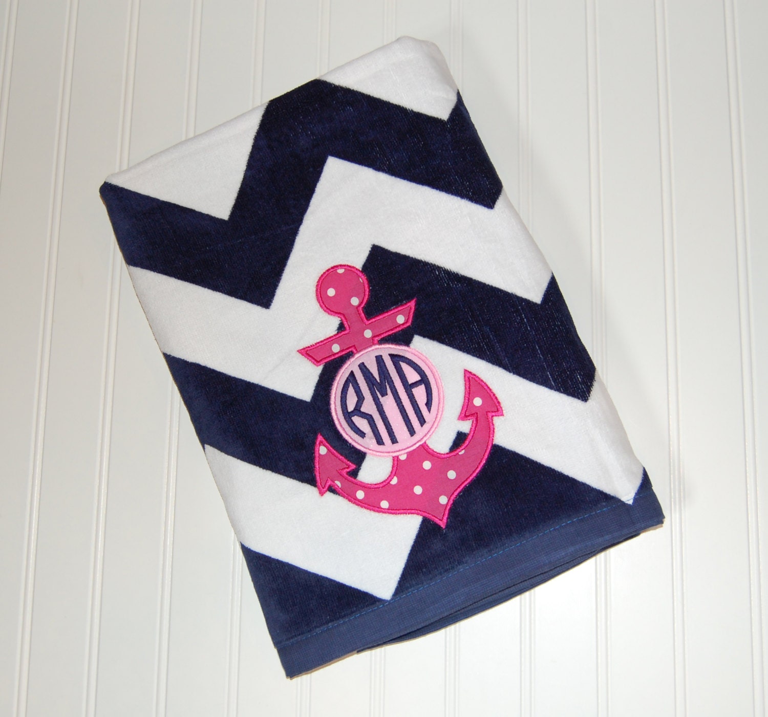 Personalized Beach Towel Anchor Monogrammed Towel