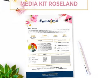 Media Kit Template -"Roseland". Blog Media Kit. Marketing Material. Kit for blogger. Power Point Media Kit.