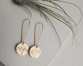 Mountain Range Earrings, Mountain Earrings, Disc Earrings, Textured Disc Earrings, Minimalist Disc Earrings