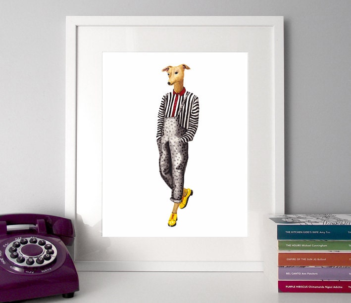 Animals In Clothes Dog Art Print Dressed Dog Illustration Dog   Il Fullxfull.948283244 S21a 