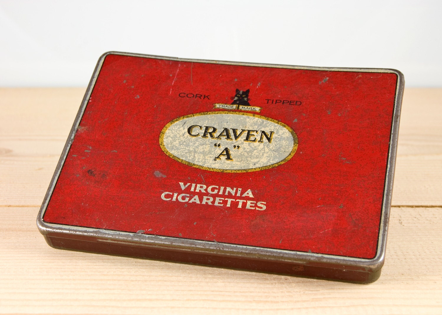 Vintage Craven A Cork Tipped Virginia Cigarettes Metal Tin
