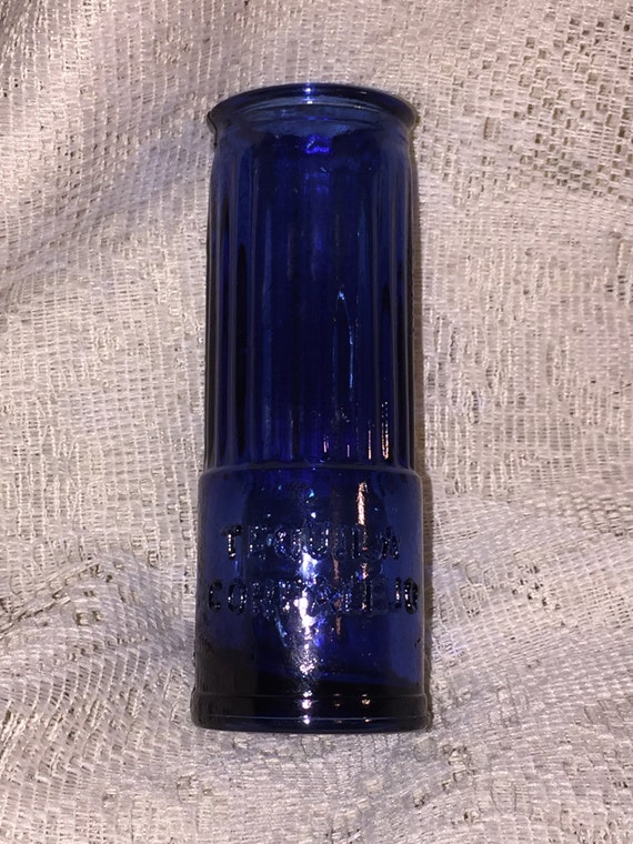 Vintage Cobalt Blue Tequila Corralejo Shot Gun Shaped Shot