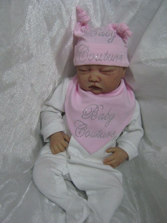Newborn baby girl bling rhinestone baby couture hat bandanna