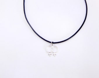 Venus Necklace, Double Venus Symbol Necklace, Charm Choker, Venus Choker, Lesbian Necklace, Feminist, Feminist Choker, Choker Necklace