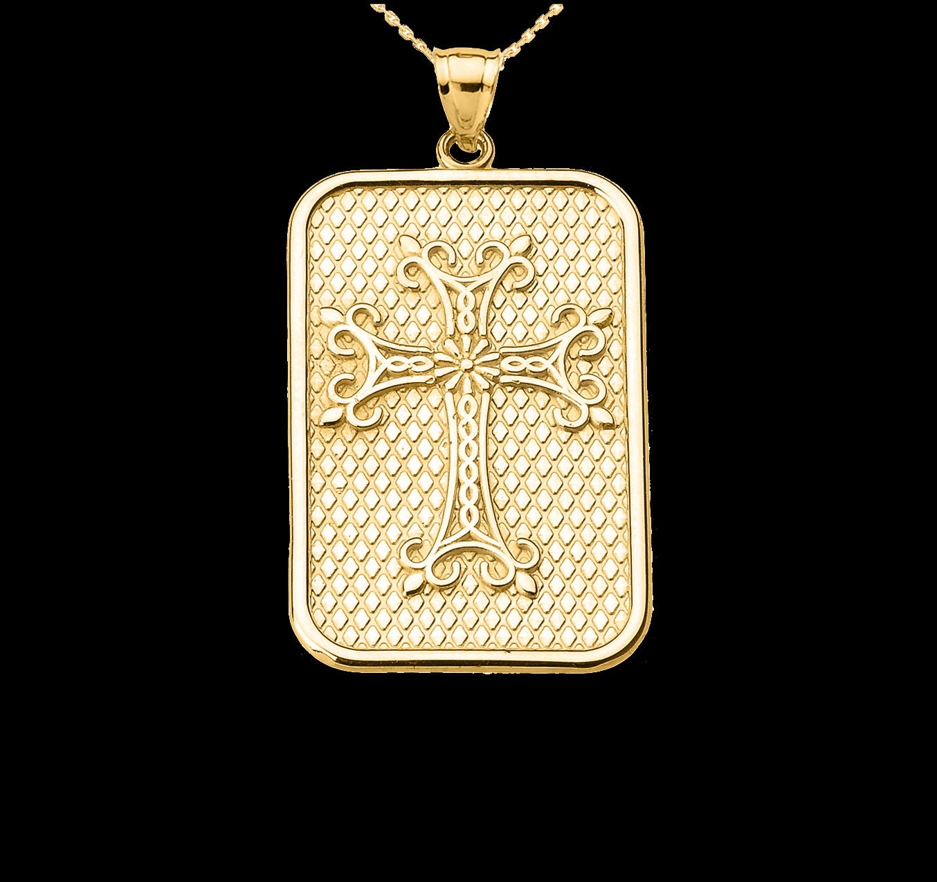 Yellow Gold Armenian Cross Pendant Necklace Armenian gift