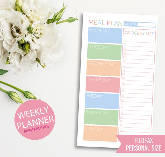 Items similar to Printable Meal Planner with Grocery List Insert for