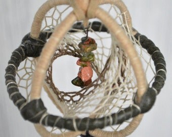 Rear View Mirror Dream Catcher Mobile, UNAKITE Car 3D Dreamcatcher, Native American Feather Charm, GF gifts, Goddess Decor, Sacred Geometry