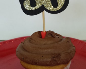50th BIRTHDAY..50th ANNIVERSARY...50th Cake Topper...50th Cupcake Toppers Set of 12...Number"50 " in Glitter-choose your Color