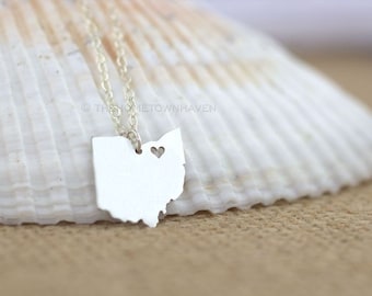 Ohio Necklace - Ohio State Necklace, I love Ohio, Rocky River Ohio