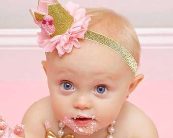 Minnie mouse crown inspired , next day shipping Beautiful Pink and gold minnie mouse birthday crown headband, minnie mouse birthday headband