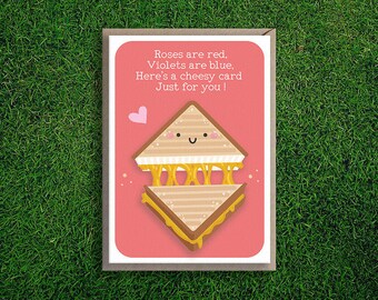 Greeting Cards | Roses are Red Romantic Card, Valentines Day, Cheesy, Grilled Cheese Sandwich, Cute, Funny, Silly, Quirky, Pun Card
