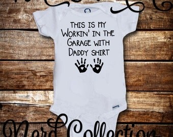 Baby Onesie Working In the Garage With Daddy Mechanic Tools Car Daddy's Little Helper New Dad Baby Shower Gift Nursery Baby Clothing Gerber